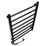 Електрична рушникосушка Flyme EF Alfa 800 L (терморегулятор + таймер) колір чорний / ліва, фото 5