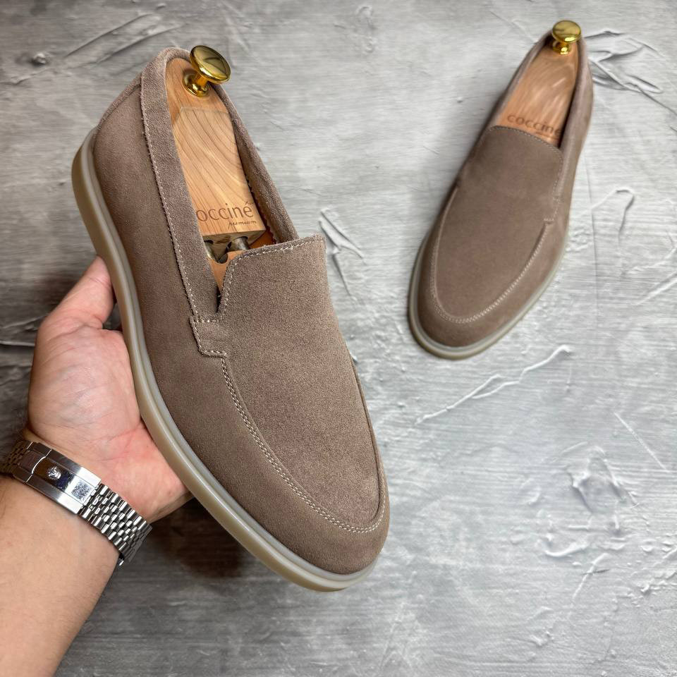 Лофери, туфлі чоловічі бежеві замшеві (натуральна замша) для чоловіків на весну осінь, розміри 40-45, фото 1