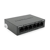 Комутатор POE Mercury MS06CP з 4 портами POE+ 2 порти UP-Link 100Мбіт, БП в комплекті, Q20