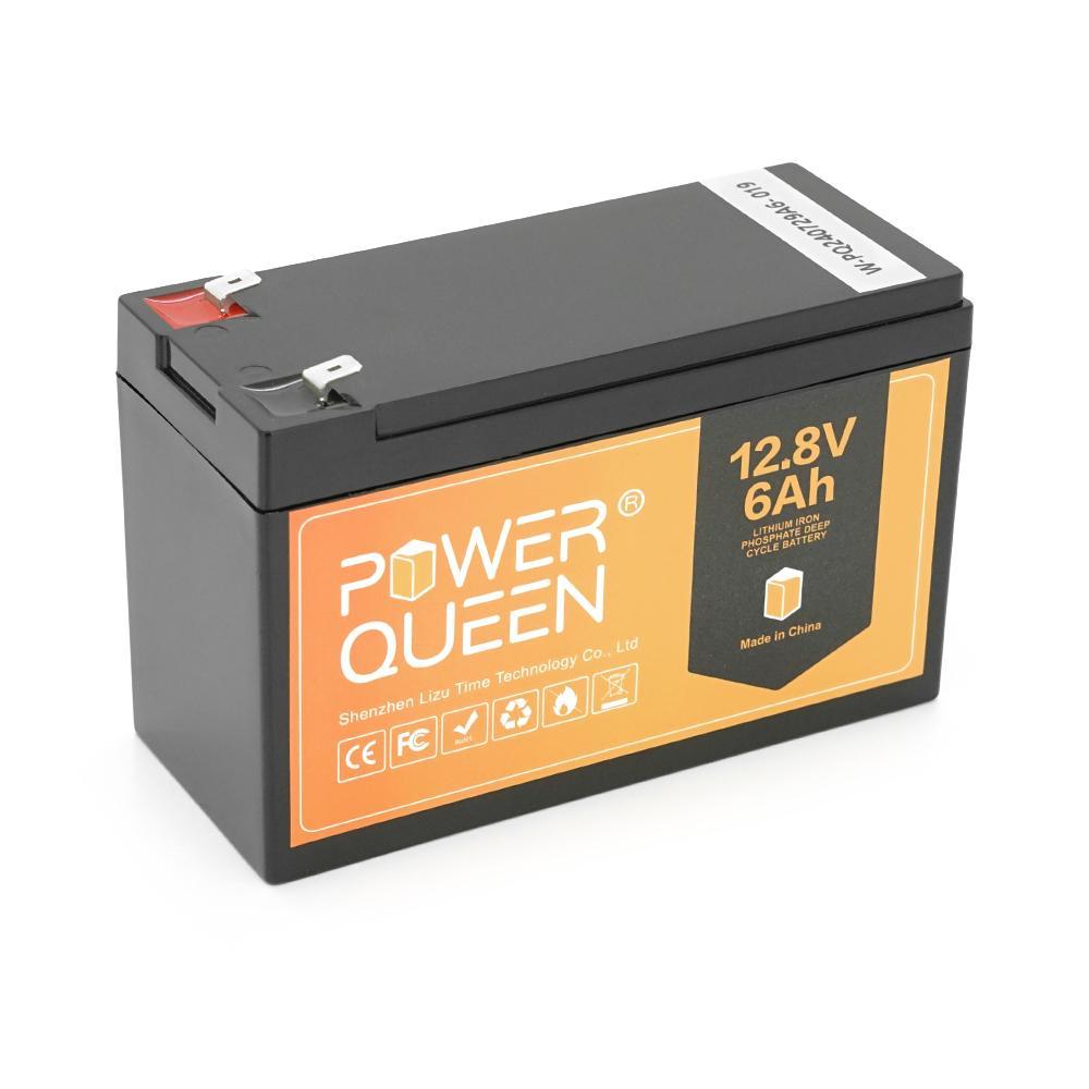 Акумуляторна батарея Power Queen LiFePO4 12.8V 6Ач 76Wh,BMS 6A F2, 151*65*94mm