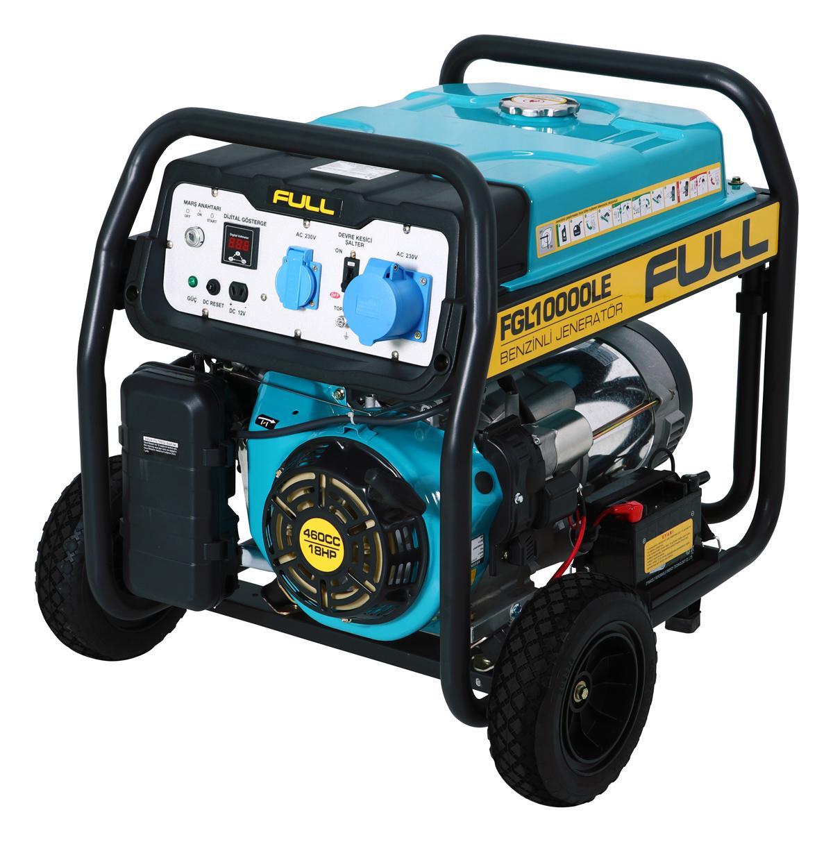 Генератор бензиновий FGL 10000LE, 1-фазний 230V, 50Hz, 10kVA/8kW, бак 28 л, витрата 3 л/год, пуск: ручний/стартер, 720х530х610 мм,