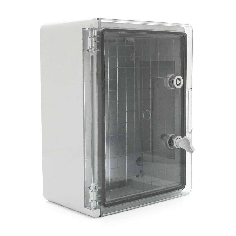 Бокс міцний з ABS пластику з монтажною панеллю 400х300х170, з прозорими дверцятами, IP65