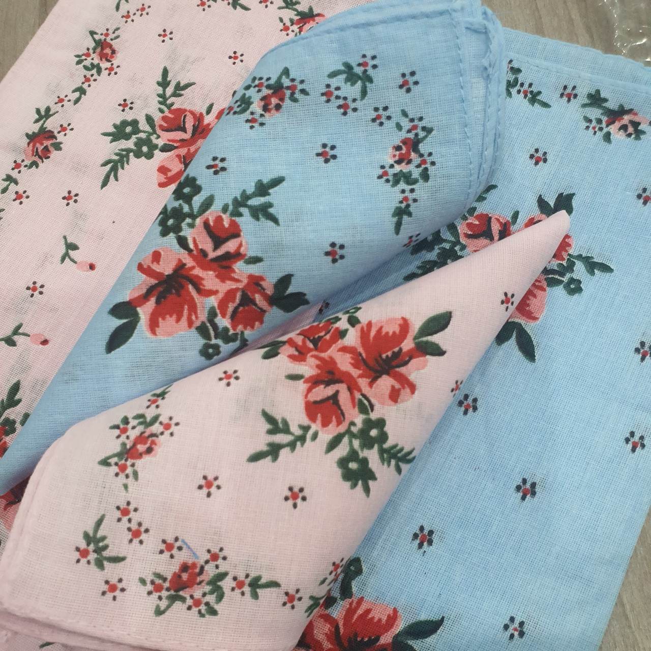 Хустка носова жіноча 30*30 100% cotton принт віночок, фото 1