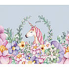 Килимок прямокутний у дитячу кімнату Chilai Home Поляна квітів з єдинорогом