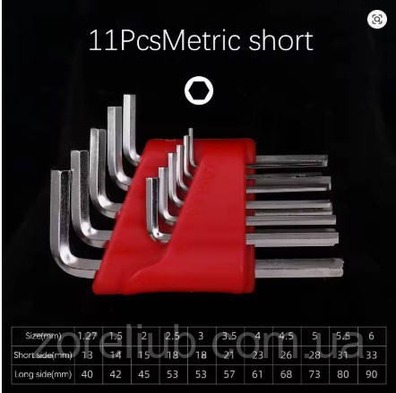 Набір шестигранних ключів із метричні 11 шт., шестигранний ключ із короткою ручкою, легко носити в кишені, фото 1