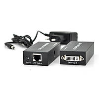 Активний подовжувач DVI 60m по кручений парі через RJ-45, Black, BOX