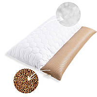 Подушка ортопедична з наволочкою Гречаний Комфорт IDEIA 50х70 см із валиком для підтримки шиї з лухою
