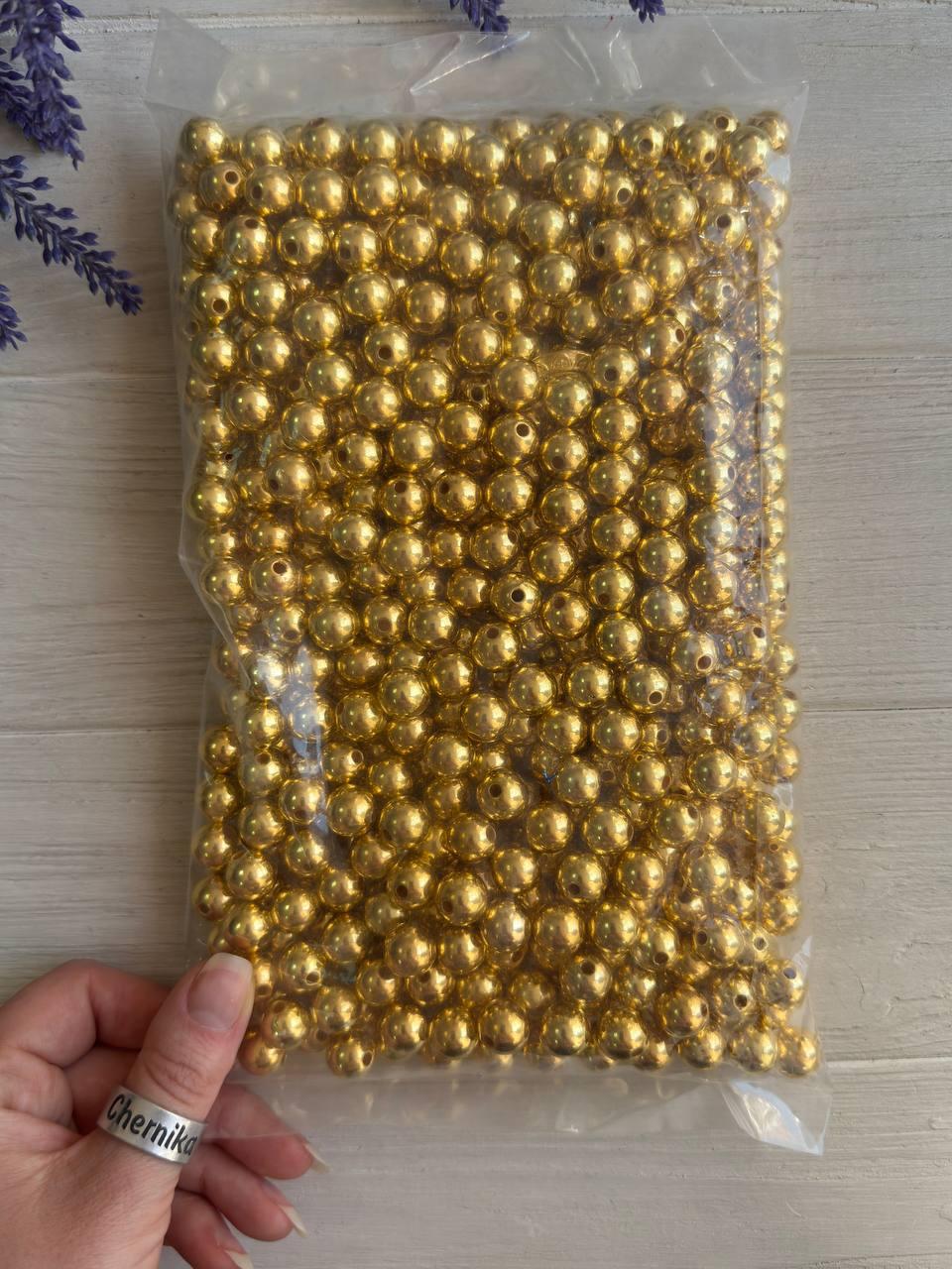 Намистини " Гальваніка 12 мм ",  яскраве золото 500 грам Уцінка