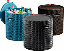 Стіл-скриня садова пластикова KETER COOL STOOL, коричнева, фото 4