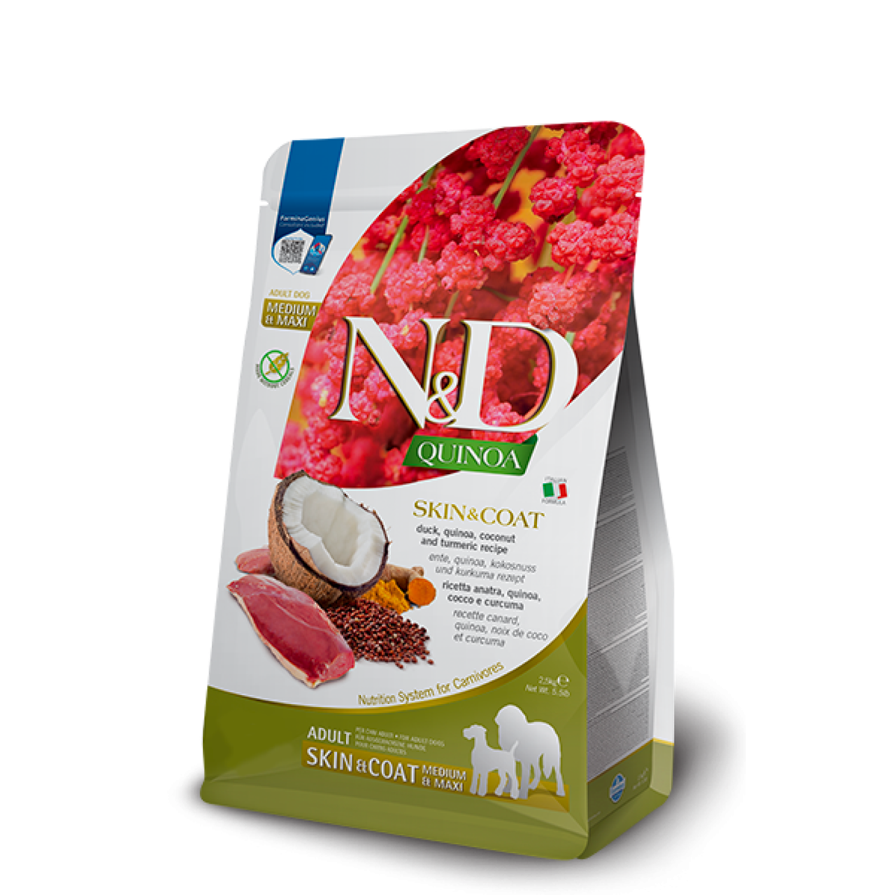 Cухий корм Farmina N&D Quinoa Grain Free Skin & Coat Medium & Maxi беззерновий для собак великих та середніх порід, з качкою 7 кг, фото 1