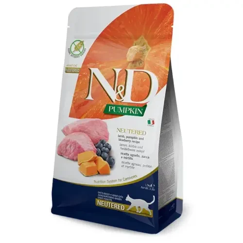 Farmina (Фарміна) N&D Grain Free Pumpkin Lamb & Blueberry Neutered Adult беззерновий корм для стерилізованих кішок 300 г, фото 1
