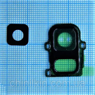 Скло камери для Samsung A6/A600 з рамкою Black, фото 1