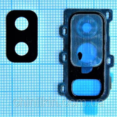 Скло камери для Samsung A6 Plus/A605 з рамкою Black, фото 1