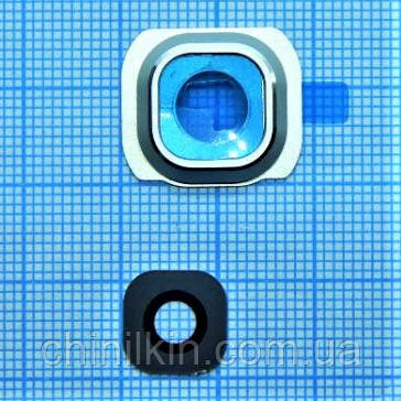 Скло камери для Samsung S6/G920 з рамкою Gold, фото 1