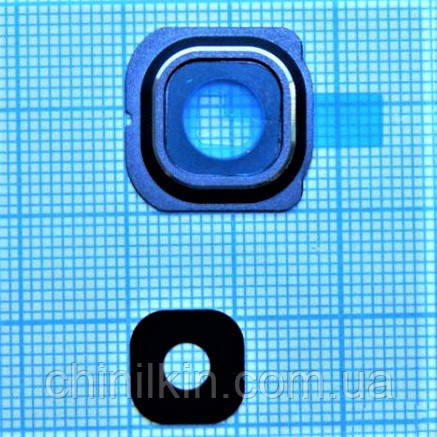 Скло камери для Samsung S6 Edge/G925 з рамкою Blue, фото 1