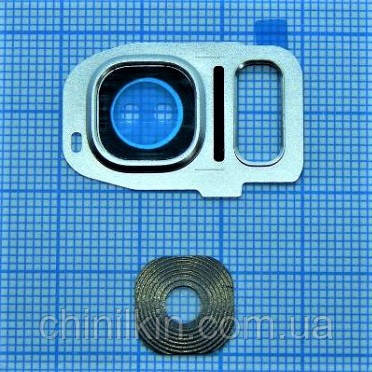 Скло камери для Samsung S7/G930/G935/S7 Edge з рамкою Silver, фото 1