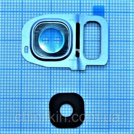 Скло камери для Samsung S7/G930/S7 Edge/G935 з рамкою Blue, фото 1