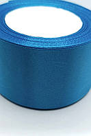 Стрічка атласна колір блакитний насичений 5 см