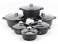 Набір круглих каструль з гранітним покриттям Styleberg st-3036 чорний