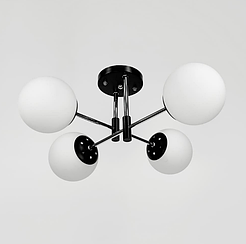 Люстра стельова на 4 білих плафони Ø 50 см 91177/4 CH+BK+WT