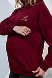 Бордове худі для вагітних та годуючих з бавовняного трикотажу S, фото 5