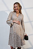 Вишукана сукня для вагітних та годуючих з квітковим принтом бежева L, фото 2