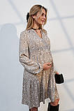 Вишукана сукня для вагітних та годуючих з квітковим принтом бежева L, фото 6