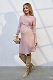 Сукня міді для вагітних та годуючих пудрова з теплого трикотажу S, фото 2