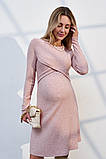 Сукня міді для вагітних та годуючих пудрова з теплого трикотажу S, фото 3