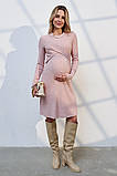 Сукня міді для вагітних та годуючих пудрова з теплого трикотажу S, фото 4