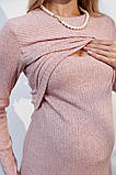 Сукня міді для вагітних та годуючих пудрова з теплого трикотажу S, фото 6