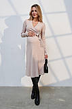 Елегантна сукня для вагітних та годуючих пудрова з теплого трикотажу S, фото 2