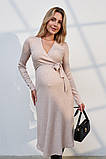 Елегантна сукня для вагітних та годуючих пудрова з теплого трикотажу S, фото 3