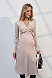 Елегантна сукня для вагітних та годуючих пудрова з теплого трикотажу S, фото 4