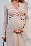 Елегантна сукня для вагітних та годуючих пудрова з теплого трикотажу S, фото 6
