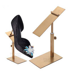 Стійка вішалка золота для магазину взуття металева золота