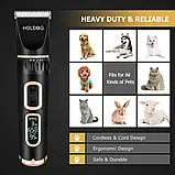 Holdog - Професійна потужна машинка для стрижки собак із 3 швидкостями, низьким рівнем шуму, акумуляторна, фото 3