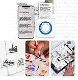 Портативний Bluetooth термопринтер для смартфона 57×30 мм, з акумулятором, біло-синій + 1 рулон термопаперу, фото 6