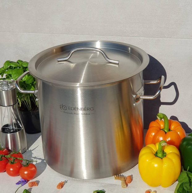 Велика висока каструля з кришкою 10 л Edenberg EB-3771 з неіржавкої сталі, фото 1
