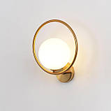 Настінна лампа NICRX 150 мм із білого скла, білий скляний глобус із золотою латунною основою, настінний світильник, фото 3