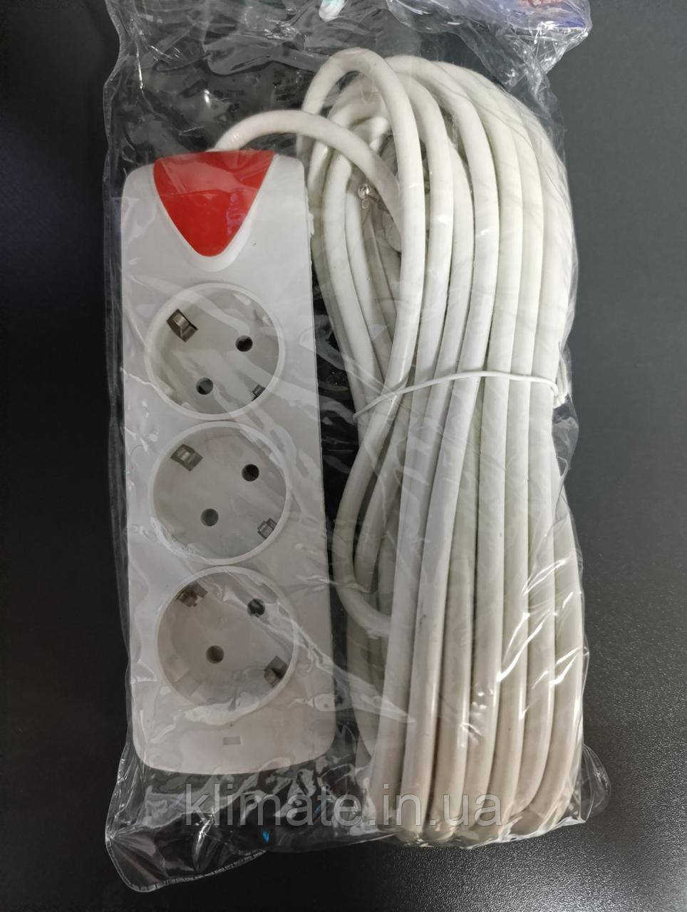 Мережевий подовжувач на 3 розетки 10 метрів (2500 Вт), фото 1
