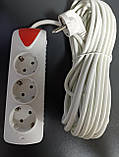 Мережевий подовжувач на 3 розетки 10 метрів (2500 Вт), фото 2