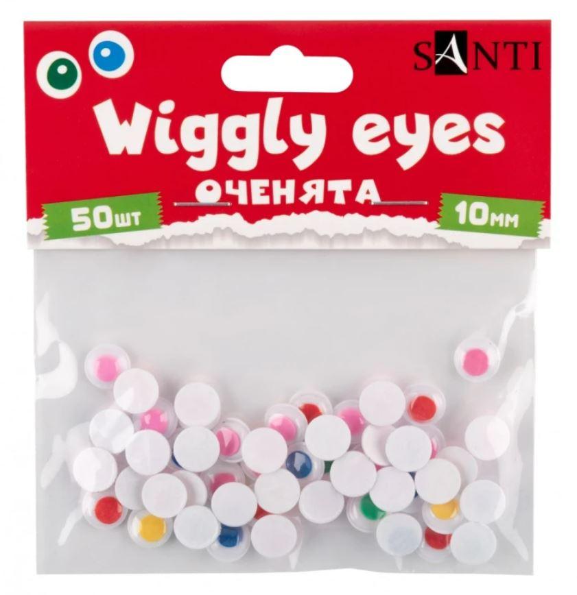 Стікер для творчості "Santi" "Оченята" самоклеючі кольорові d-10мм, 50шт/уп /954641/, фото 1