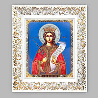 Ікона Варвара свята великомучениця, лик 15х18 см, у білому кіоті з виноградною лозою