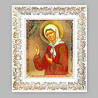 Ікона Матрона Московська свята, лик 15х18 см, у білому кіоті з виноградною лозою