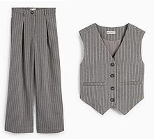 Костюм в смужку для дівчинки до школи брюки та жилет 122 (7Y)