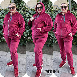 Костюм велюровий спортивний жіночий 54 56 58 60 демісезон малина