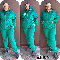 Костюм велюровий спортивний жіночий 54 56 58 60 демісезон зелений