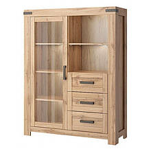 Вітрина у вітальню з ЛДСП/МДФ 1В3Ш2П Мортіз Дуб вотан Мебель Сервіс