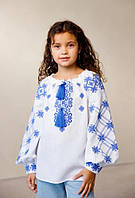 Вишиванка для дівчинки (льон) Ангеліна синя зріст 158-164